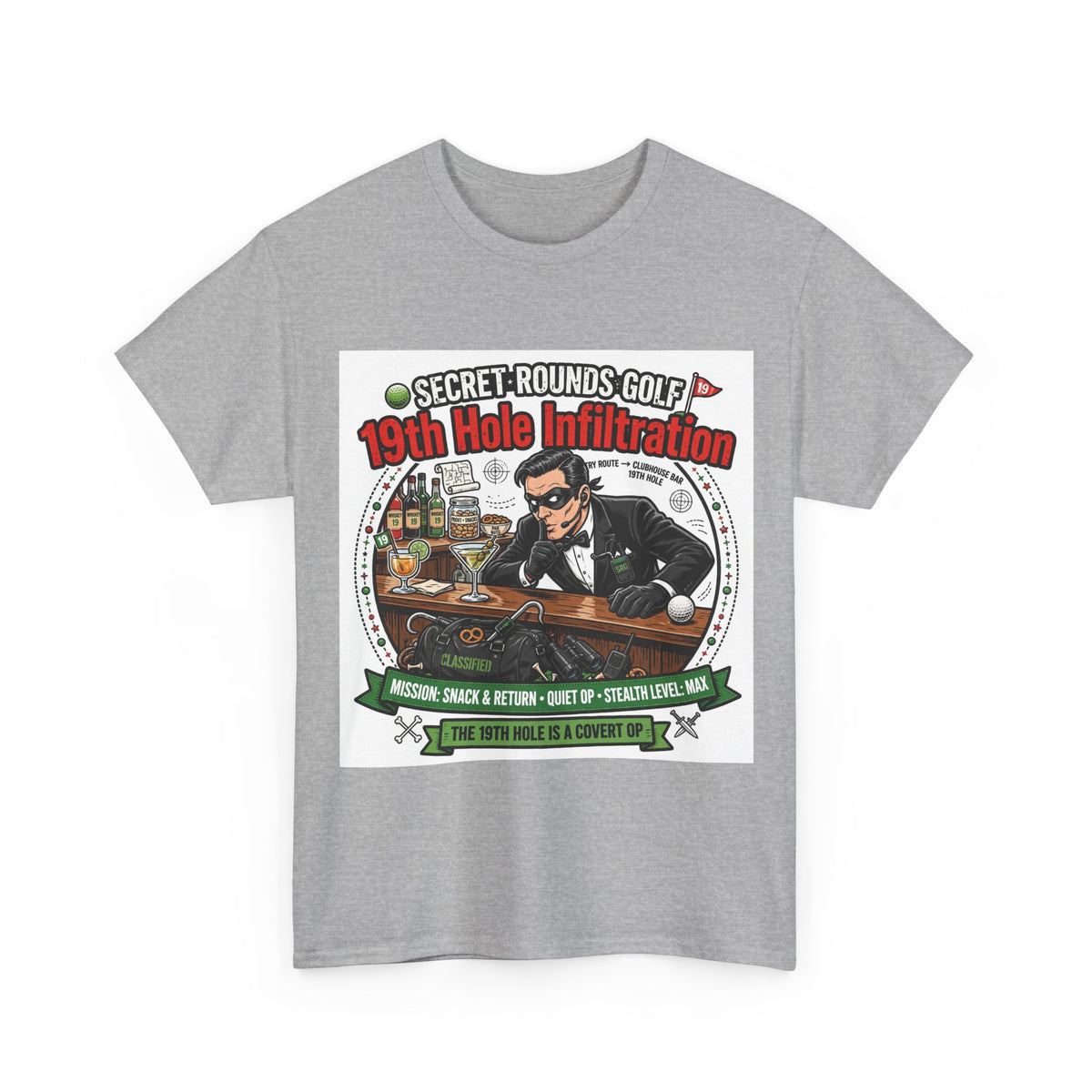 Secret Rounds Golf – 19th Hole Infiltration (White Unisex Tee)