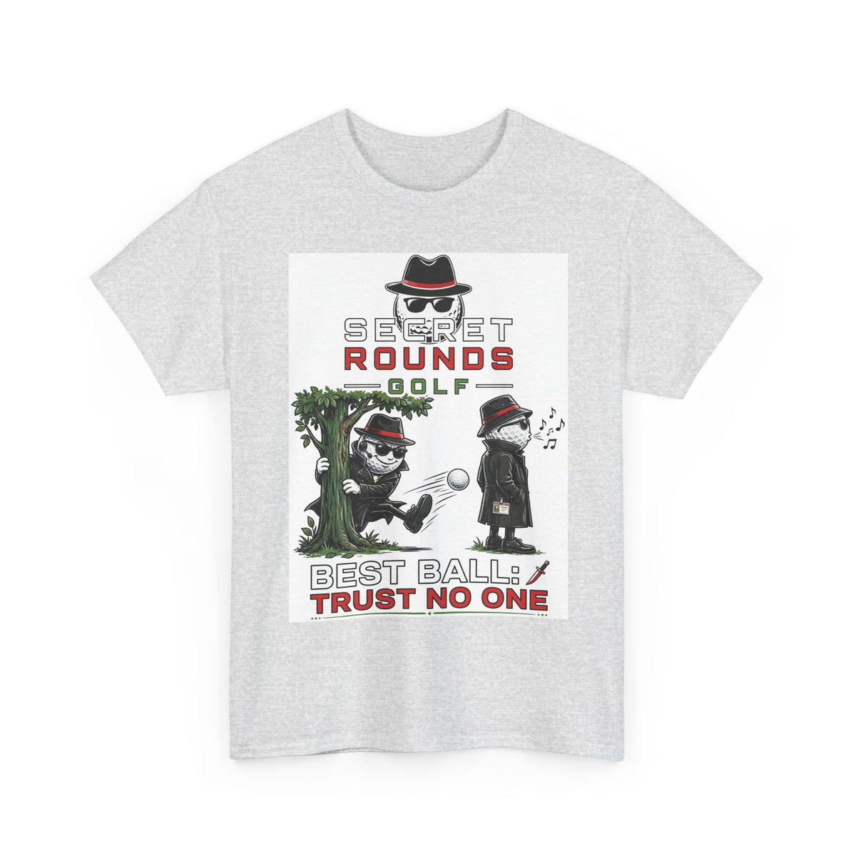 Secret Rounds Golf – Trust No One (White Unisex Tee)