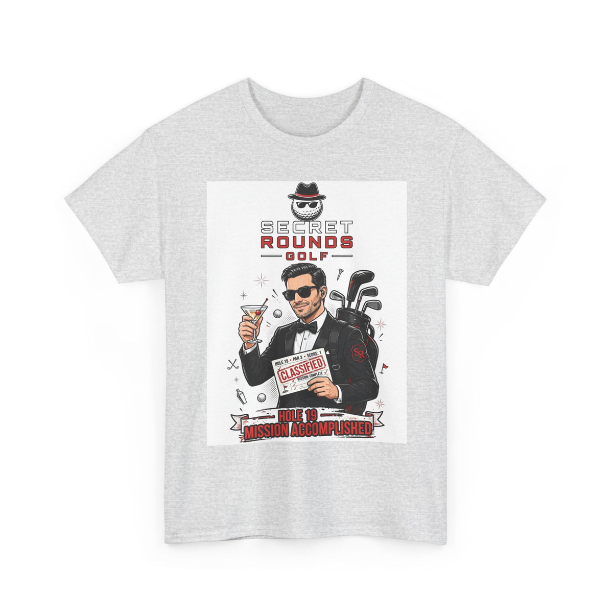Secret Rounds Golf – Mission Accomplished (White Unisex Tee)