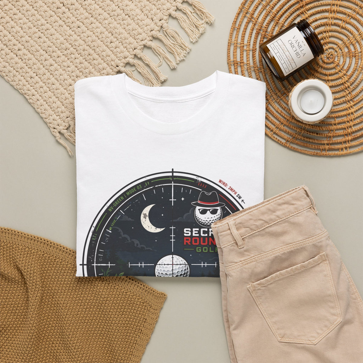 Secret Rounds Golf – Operation: Sneaky Links — Target: Par (White Unisex Tee)