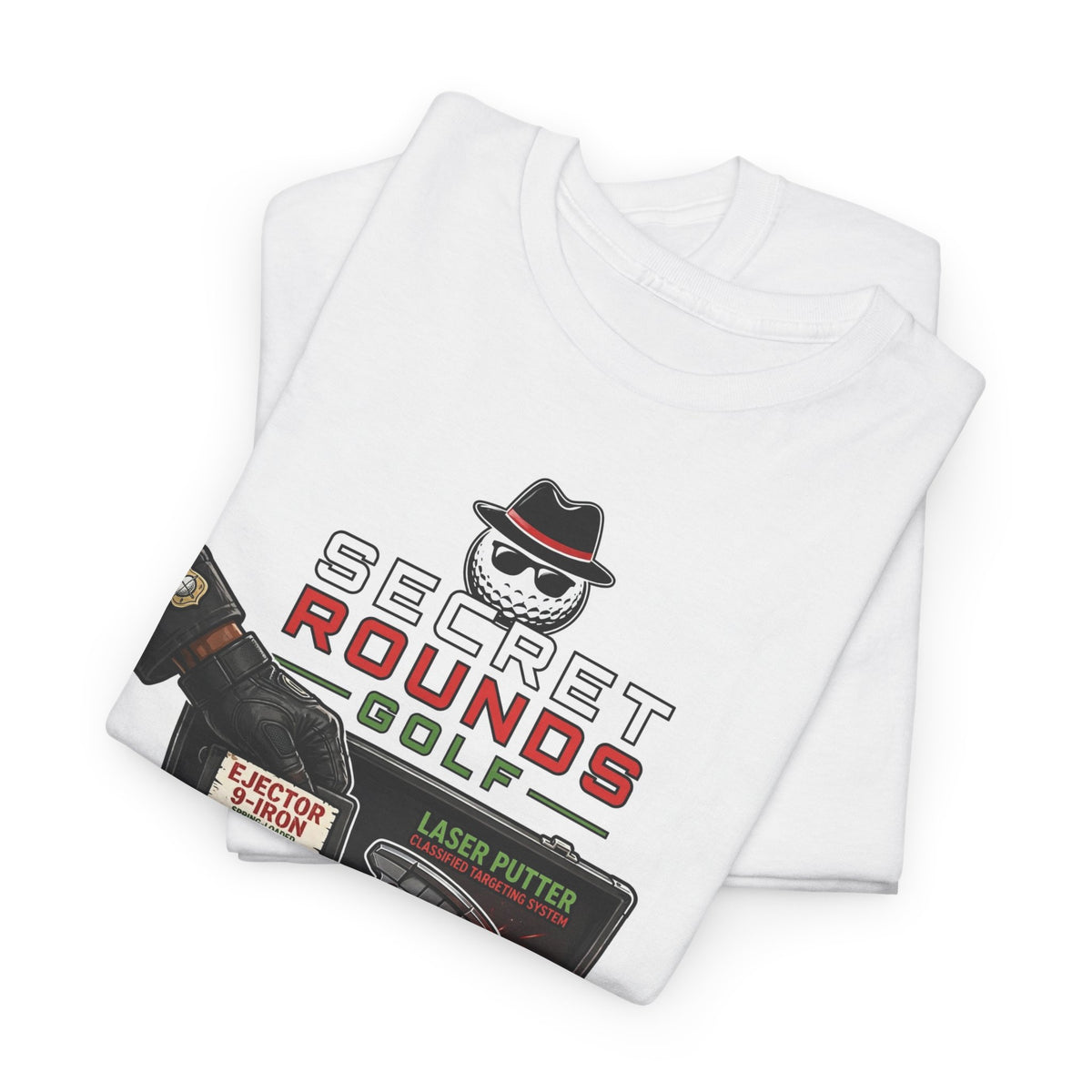 Secret Rounds Golf – Gadgets Included AA Edition (White Unisex Tee)