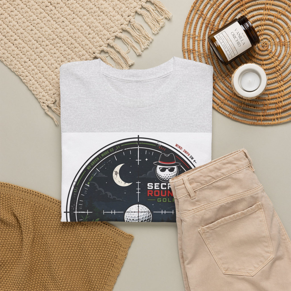 Secret Rounds Golf – Operation: Sneaky Links — Target: Par (White Unisex Tee)