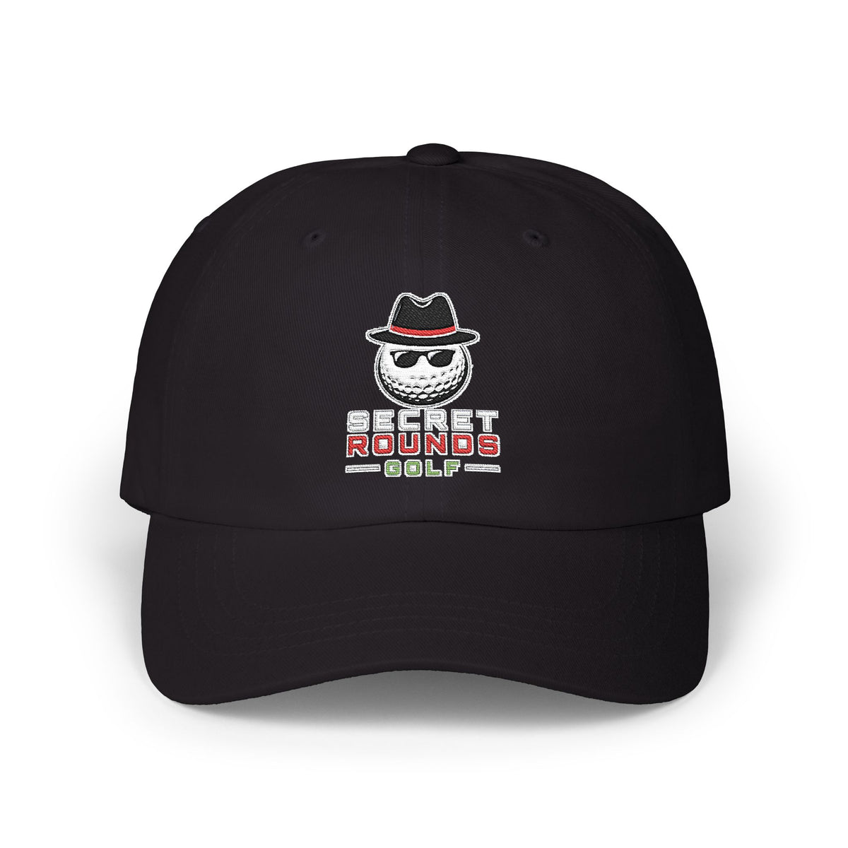 Secret Rounds Golf – Master Logo Embroidered Dad Cap (Black)