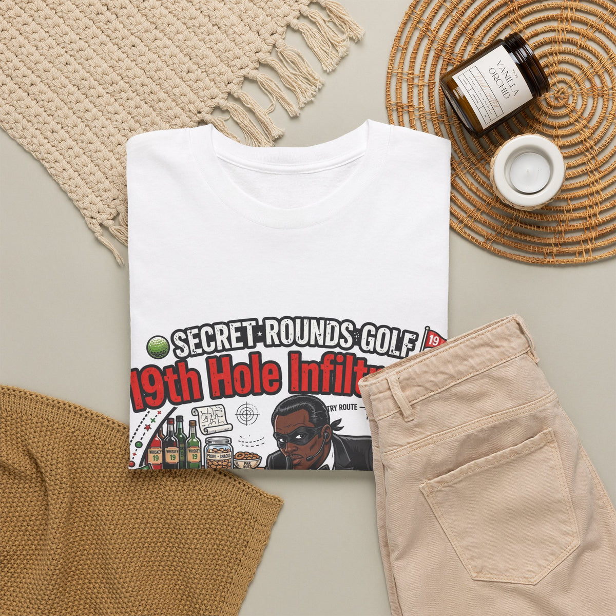 Secret Rounds Golf – 19th Hole Infiltration AA Edition (White Unisex Tee)