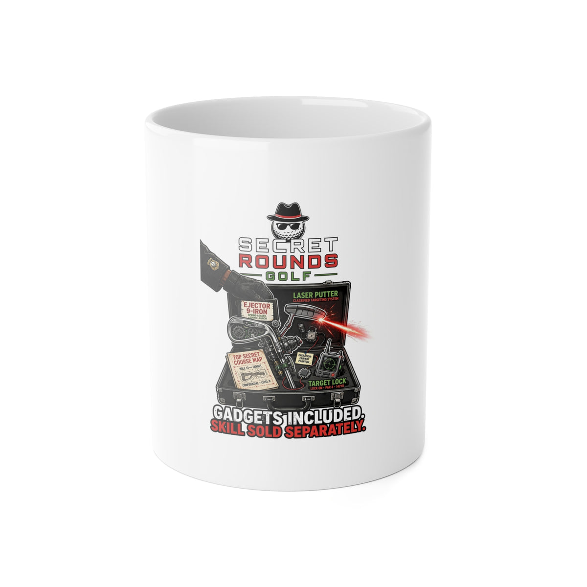 Secret Rounds Golf – Gadgets Included AA Edition (White Mug 11oz)