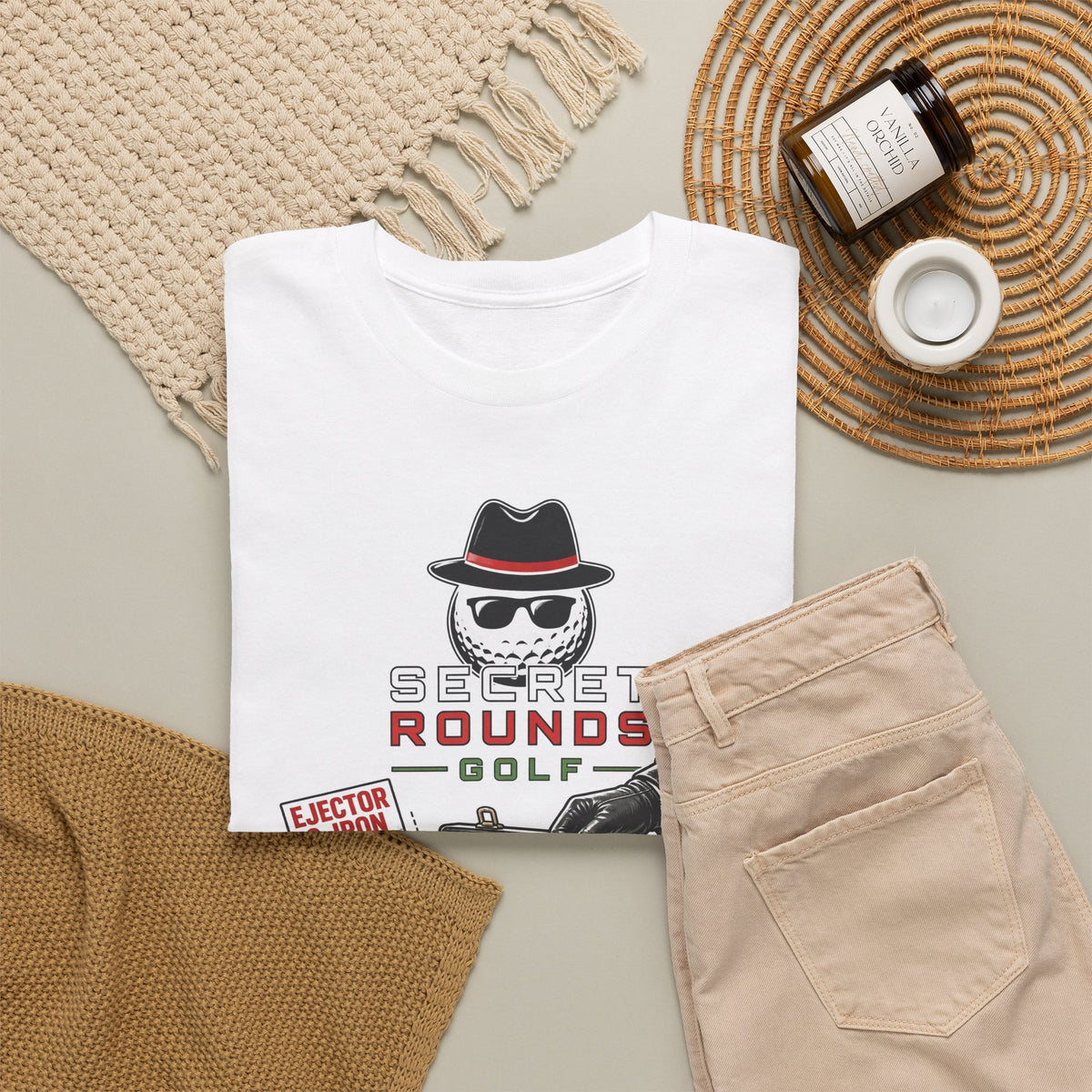 Secret Rounds Golf – Gadgets Included (White Unisex Tee)