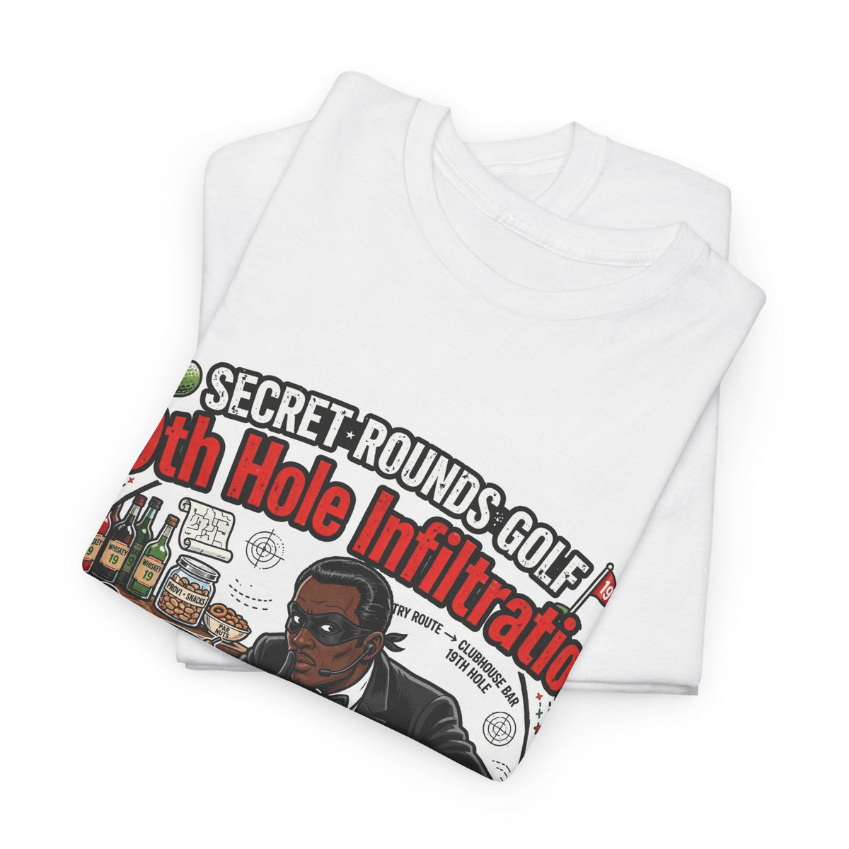 Secret Rounds Golf – 19th Hole Infiltration AA Edition (White Unisex Tee)