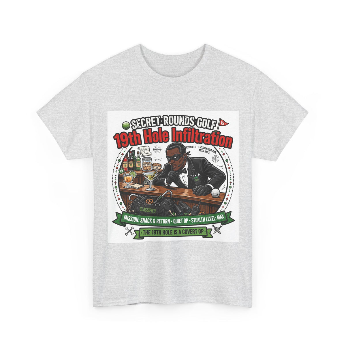 Secret Rounds Golf – 19th Hole Infiltration AA Edition (White Unisex Tee)