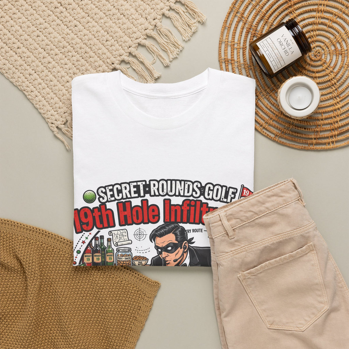 Secret Rounds Golf – 19th Hole Infiltration (White Unisex Tee)