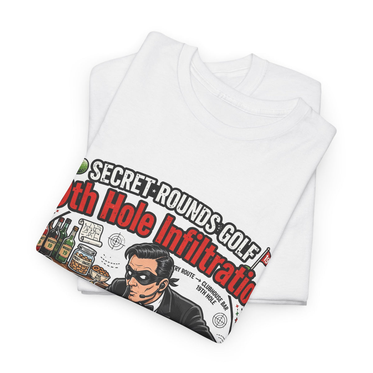 Secret Rounds Golf – 19th Hole Infiltration (White Unisex Tee)