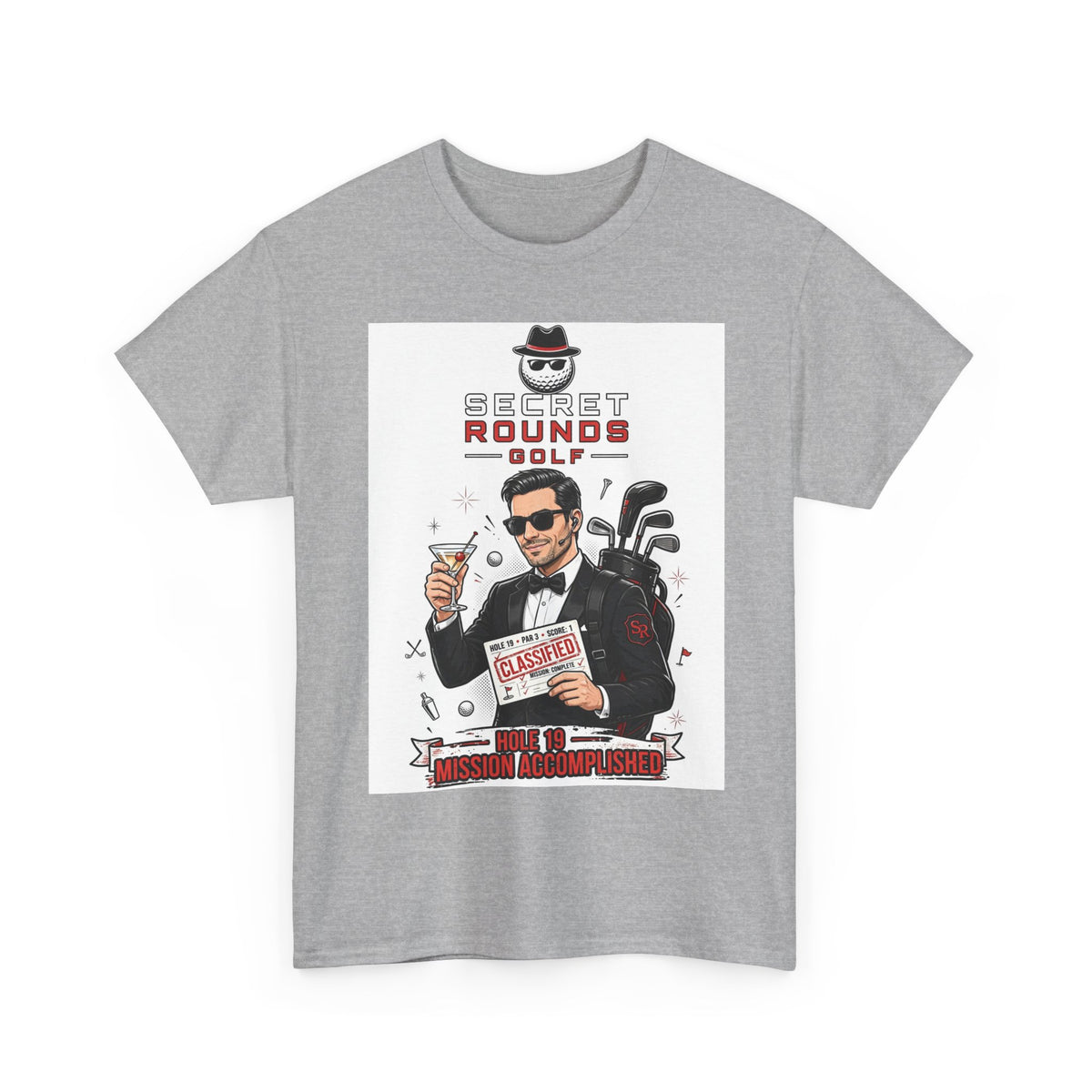 Secret Rounds Golf – Mission Accomplished (White Unisex Tee)
