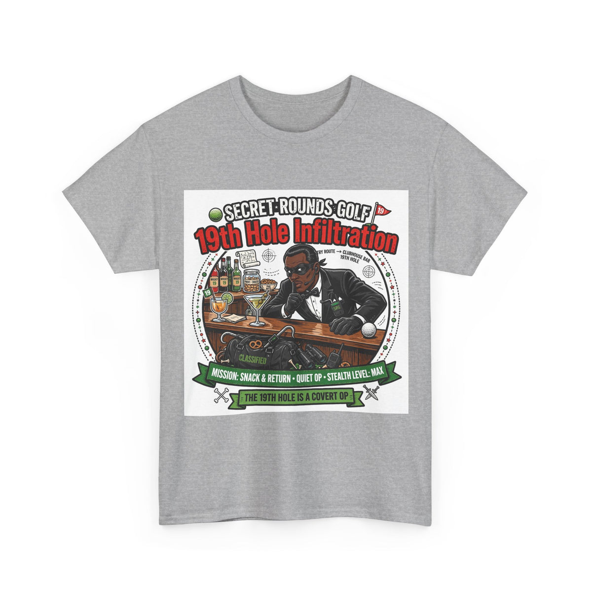 Secret Rounds Golf – 19th Hole Infiltration AA Edition (White Unisex Tee)
