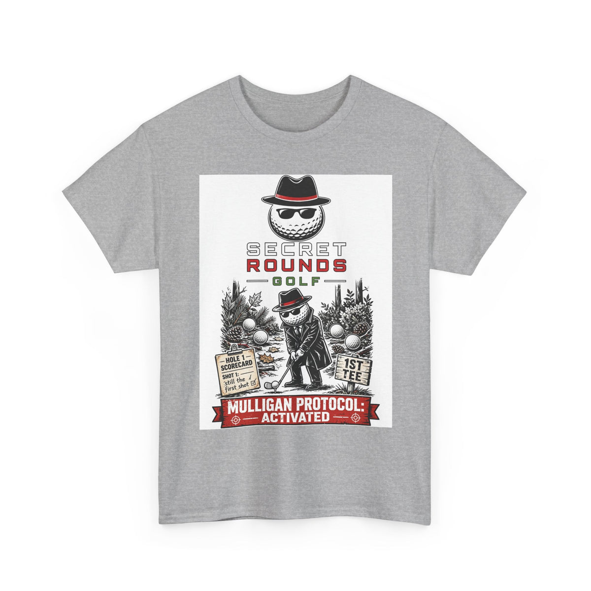 Secret Rounds Golf – Mulligan Protocol (White Unisex Tee)