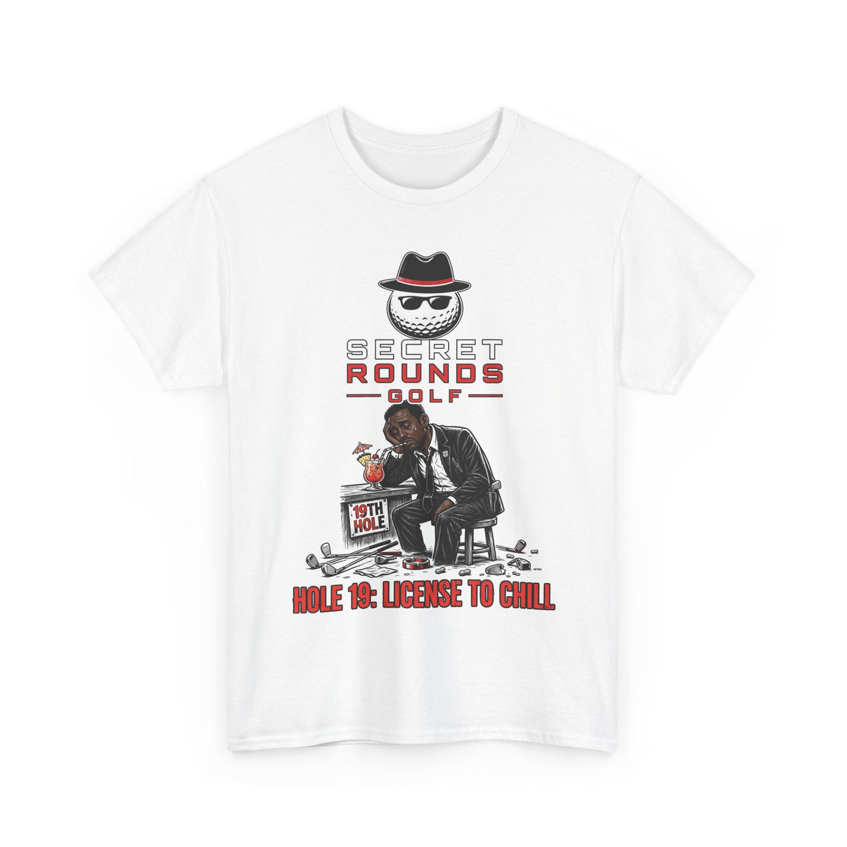 Secret Rounds Golf – License to Chill AA Edition (White Unisex Tee)