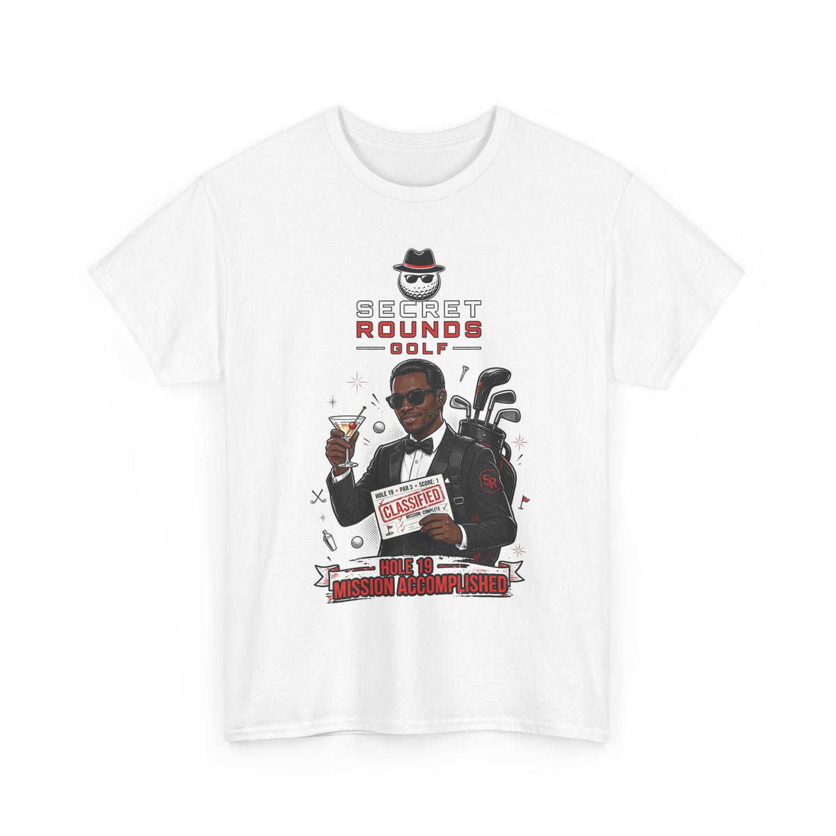 Secret Rounds Golf – Mission Accomplished AA Edition (White Unisex Tee)