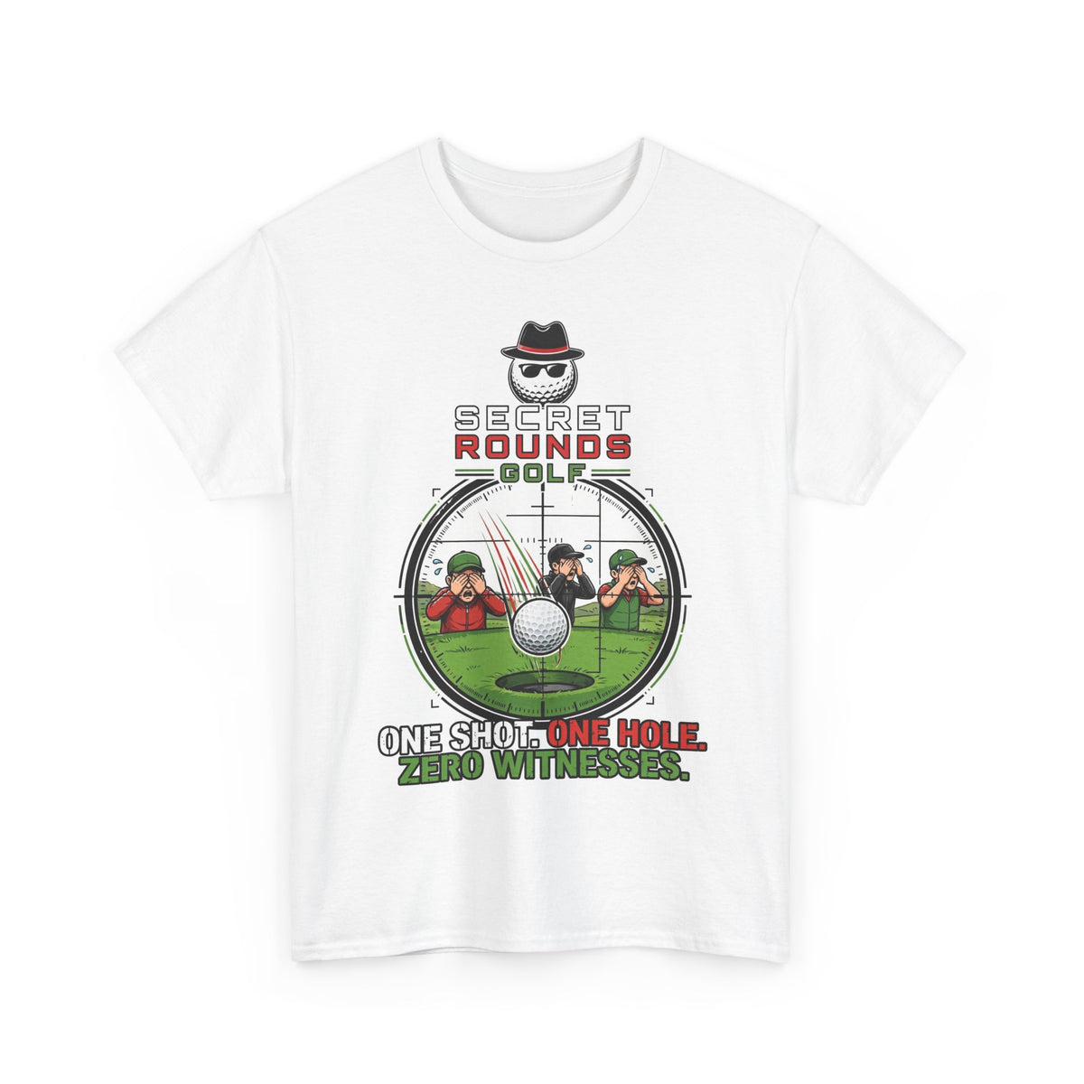 Secret Rounds Golf – Zero Witnesses (White Unisex Tee)