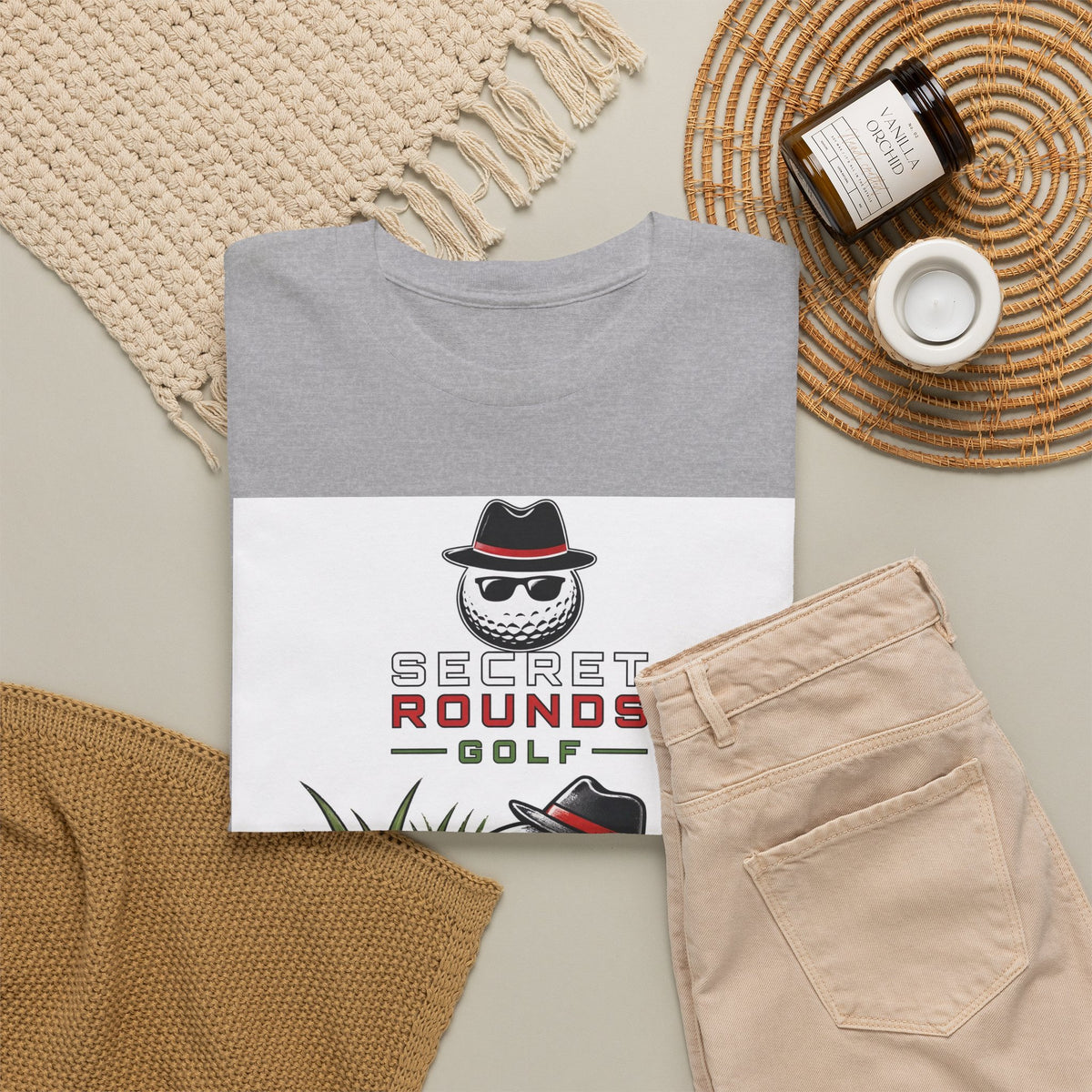 Secret Rounds Golf – Undercover in the Rough (White Unisex Tee)