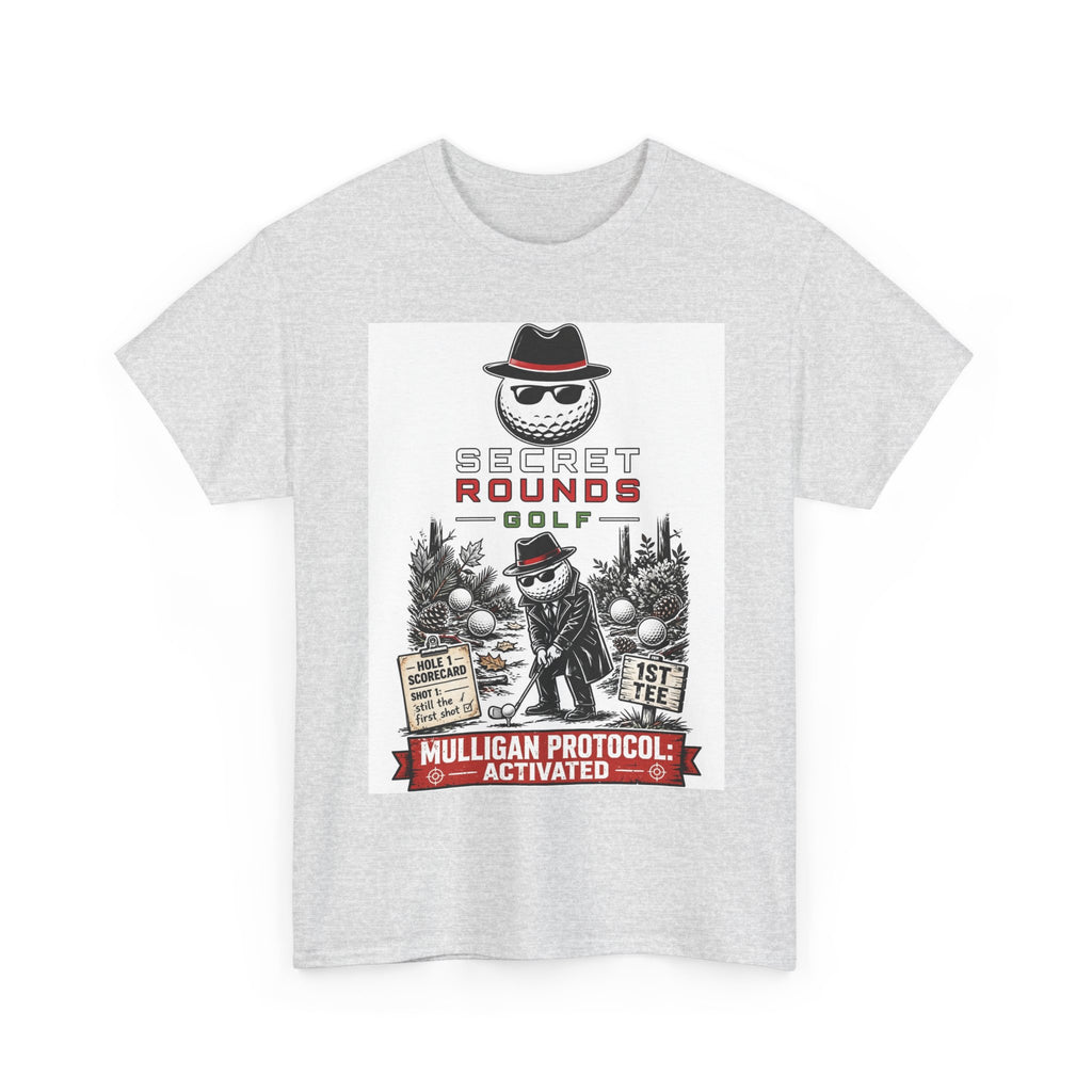 Secret Rounds Golf – Mulligan Protocol (White Unisex Tee)