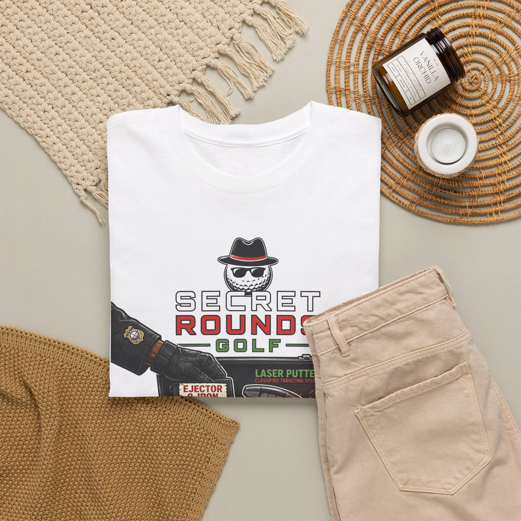 Secret Rounds Golf – Gadgets Included AA Edition (White Unisex Tee)