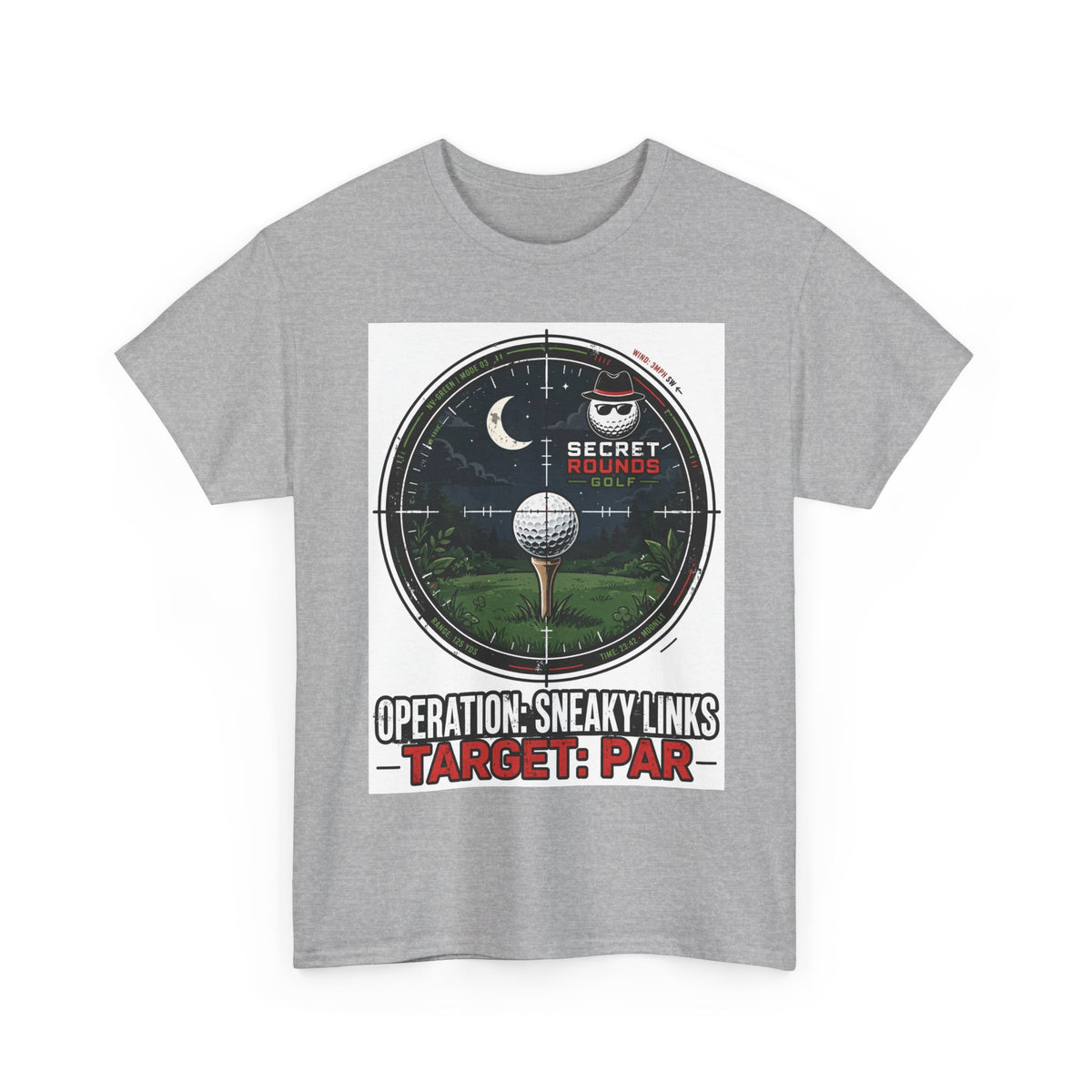 Secret Rounds Golf – Operation: Sneaky Links — Target: Par (White Unisex Tee)