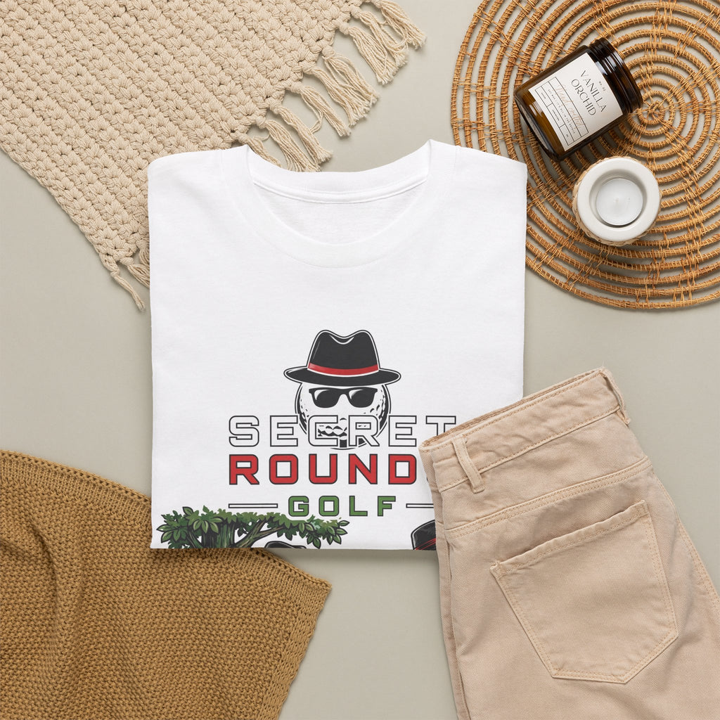 Secret Rounds Golf – Trust No One (White Unisex Tee)
