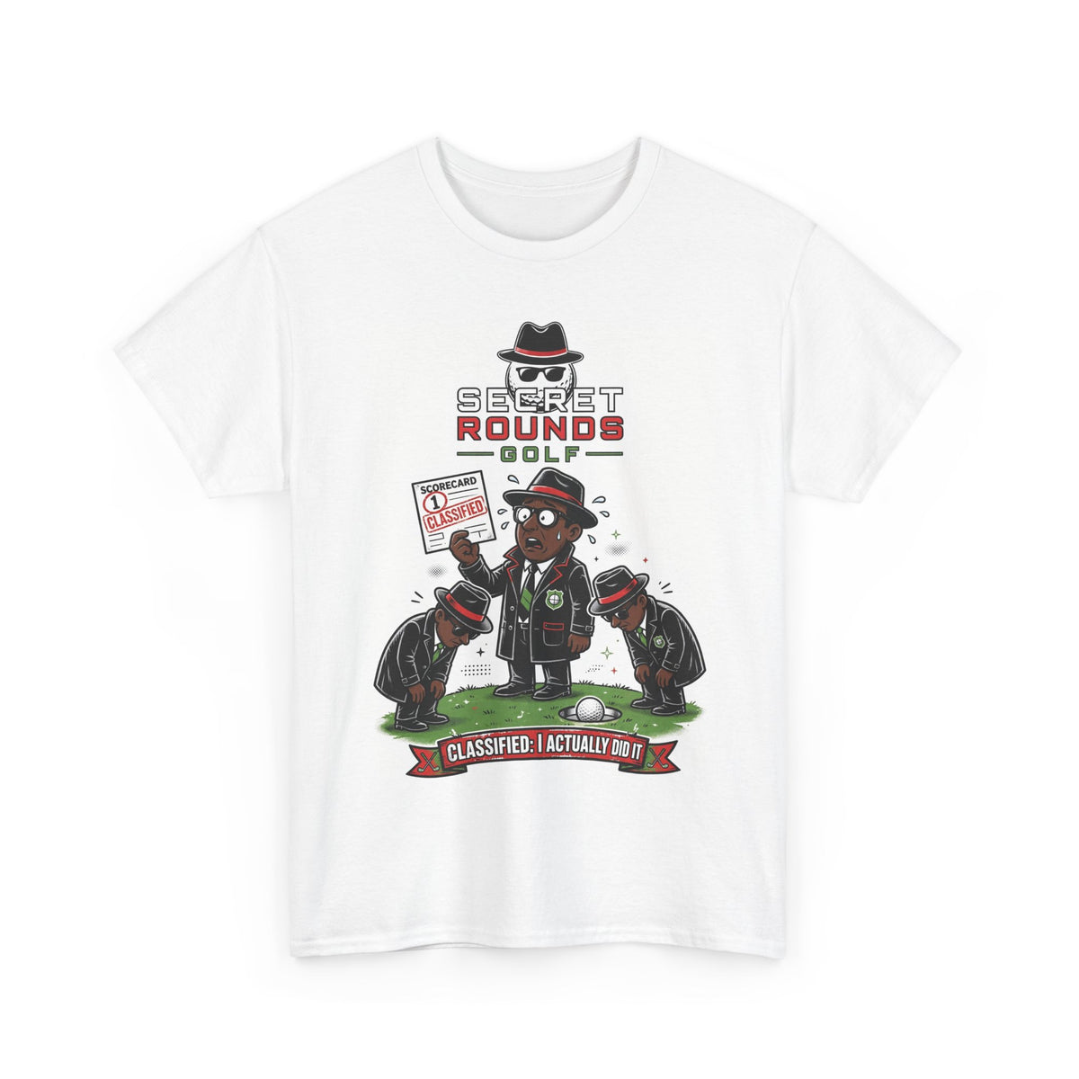 Secret Rounds Golf – Classified: I Did It AA Edition (White Unisex Tee)