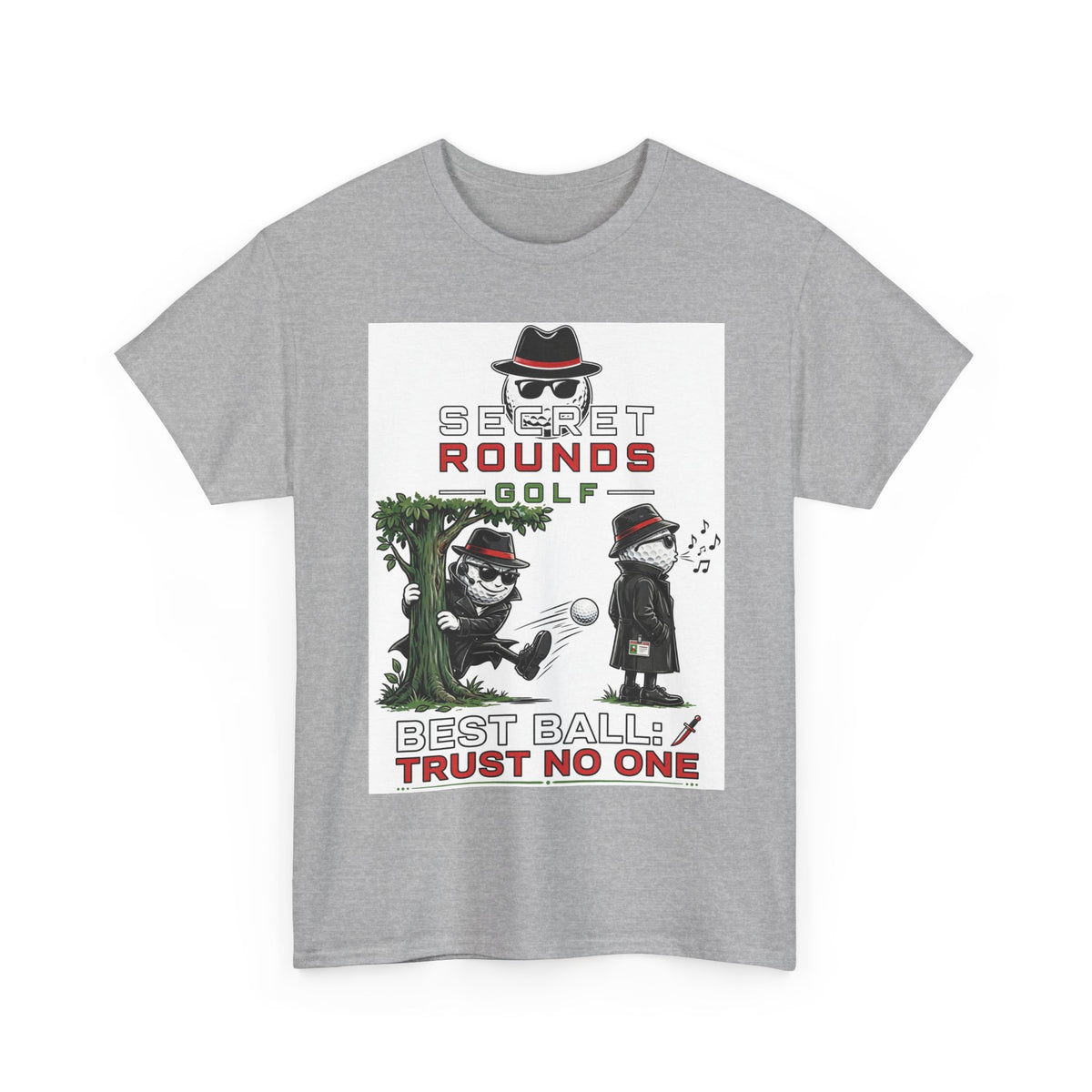 Secret Rounds Golf – Trust No One (White Unisex Tee)