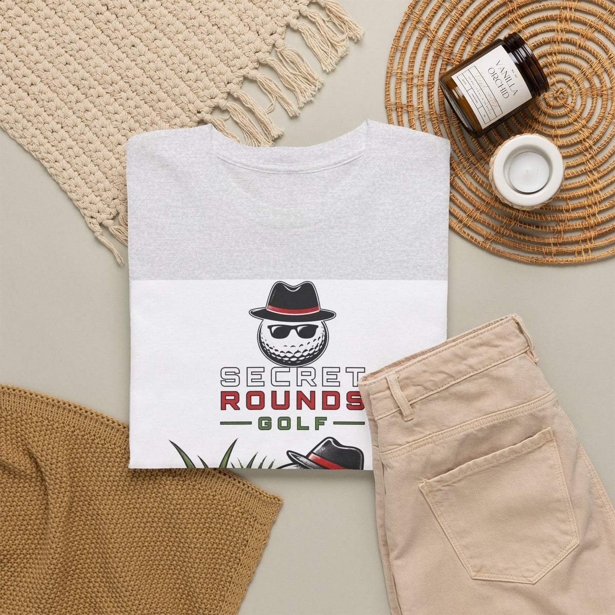 Secret Rounds Golf – Undercover in the Rough (White Unisex Tee)