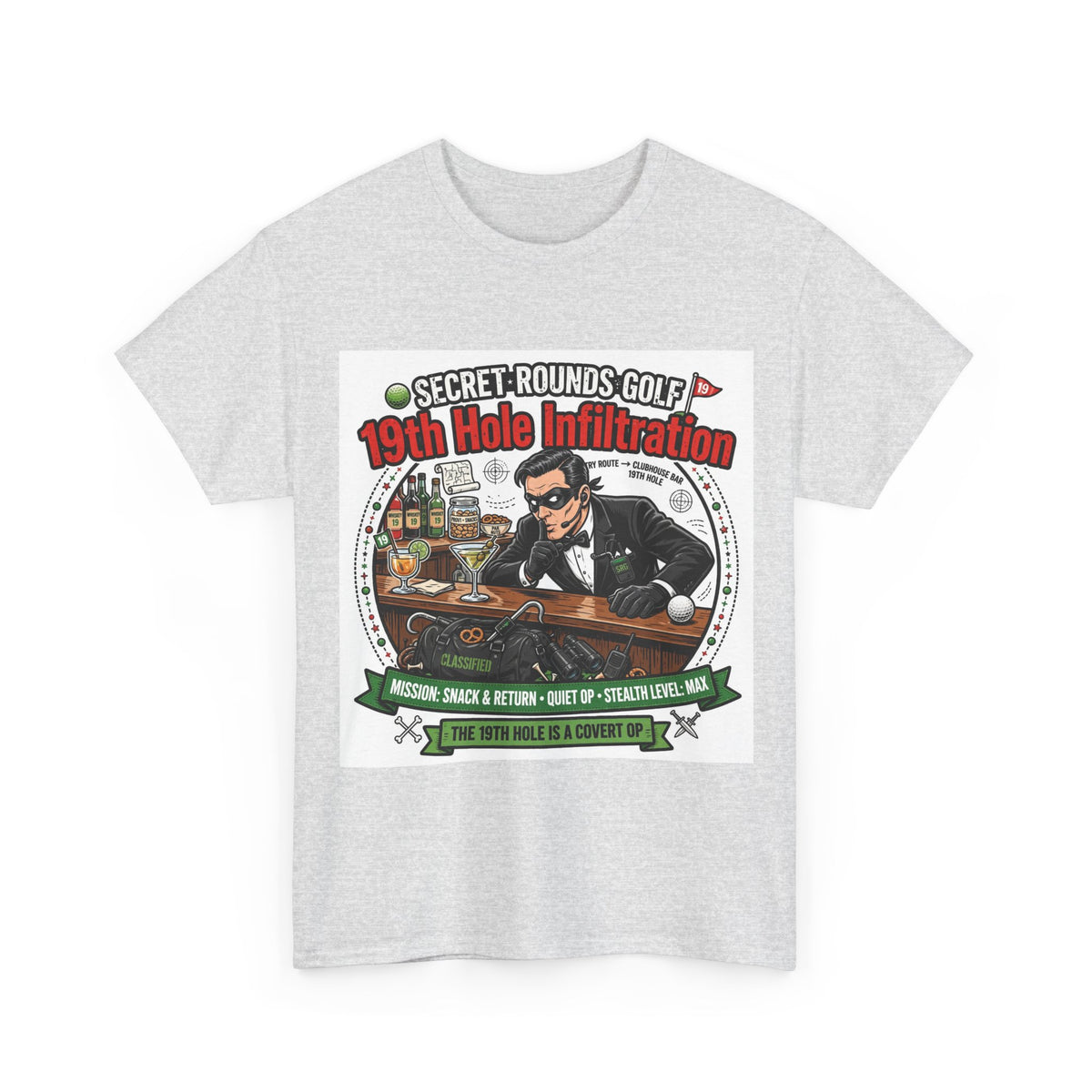 Secret Rounds Golf – 19th Hole Infiltration (White Unisex Tee)